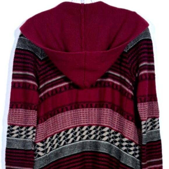 BB Dakota Long Cardigan Duster Sweater Open Front Knit Size Small Red Black - Picture 4 of 10